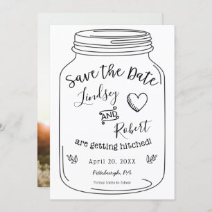 Rustic Mason Jar Save the Date mit Foto Einladung