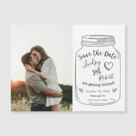 Rustic Mason Jar Save the Date mit Foto Magnetkarte