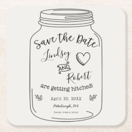 Rustic Mason Jar Save the Date Rechteckiger Pappuntersetzer