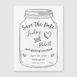 Rustic Mason Jar Speichern Sie das Date Magnet