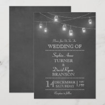 Rustic Mason Jar String Lights Hochzeitseinladung