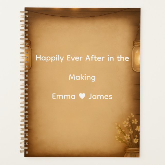 Rustic Mason Jar & String Lights Hochzeitsplaner Planer (Vorderseite)