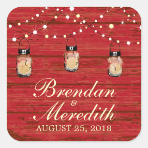 Rustic Mason Jar String of Lights Quadratischer Aufkleber