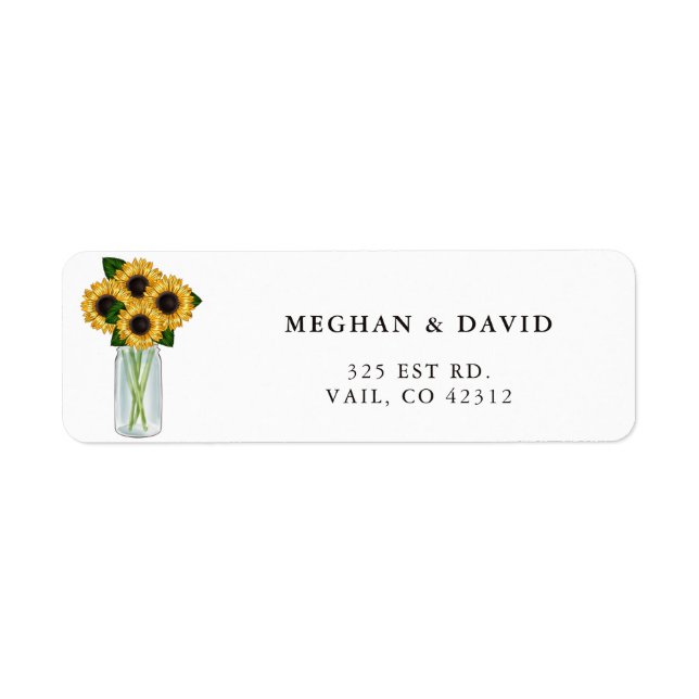 Rustic Mason Jar Sunflowers Wedding Label (Vorne)