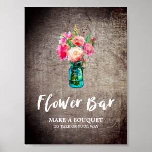 Rustic Mason Jar und Blume Bouquet Blume Bar Poster