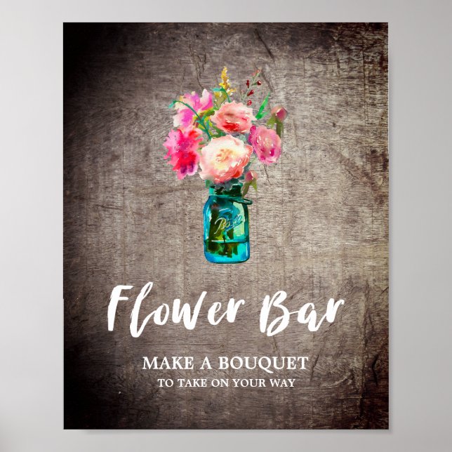 Rustic Mason Jar und Blume Bouquet Blume Bar Poster (Vorne)