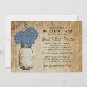 Rustic Mason Jar und Hydrangeas Einladung