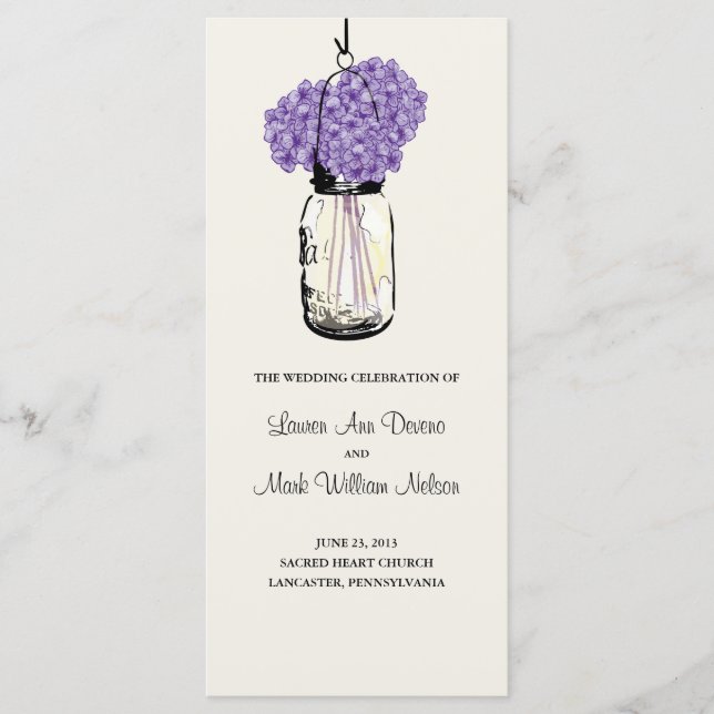 Rustic Mason Jar und Hydrangeas Programm (Vorderseite)