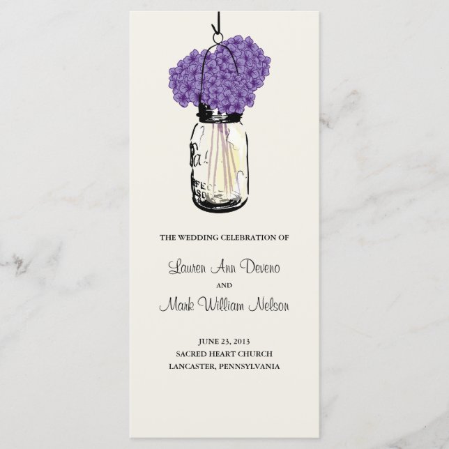 Rustic Mason Jar und Hydrangeas Programm (Vorderseite)