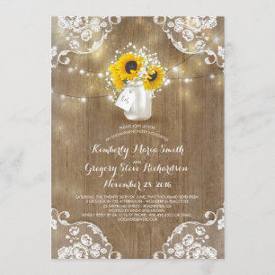 Rustic Mason Jar und Sunblumen Engagement Party Einladung