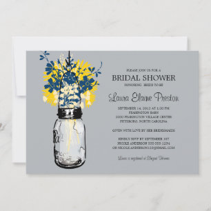 Rustic Mason Jar und Wildblume Brautparty Einladung