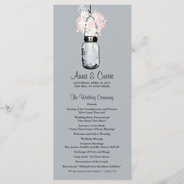 Rustic Mason Jar und Wildblume Programm (Vorderseite)
