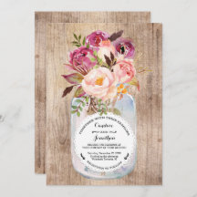 Rustic Mason Jar Watercolor Blume Wood Wedding