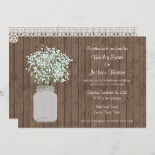 Rustic Mason Jar Wedding Einladung zu Holz
