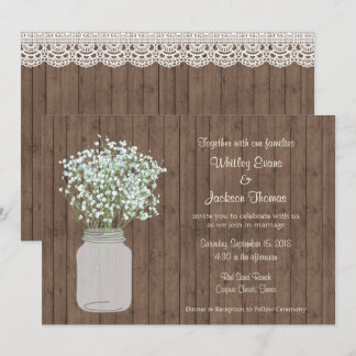 Rustic Mason Jar Wedding Einladung zu Holz