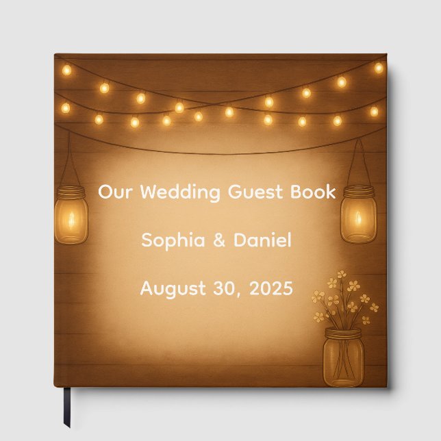 Rustic Mason Jar Wedding Guest Book Gästebuch (Vorderseite)