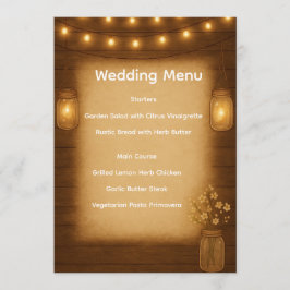 Rustic Mason Jar Wedding Menu Card Menükarte