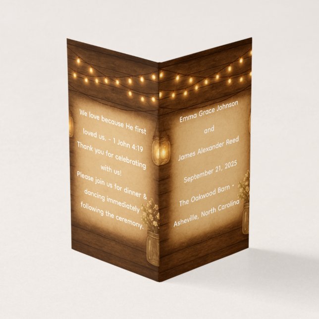 Rustic Mason Jar Wedding Programmvorlage (Vorderseite)