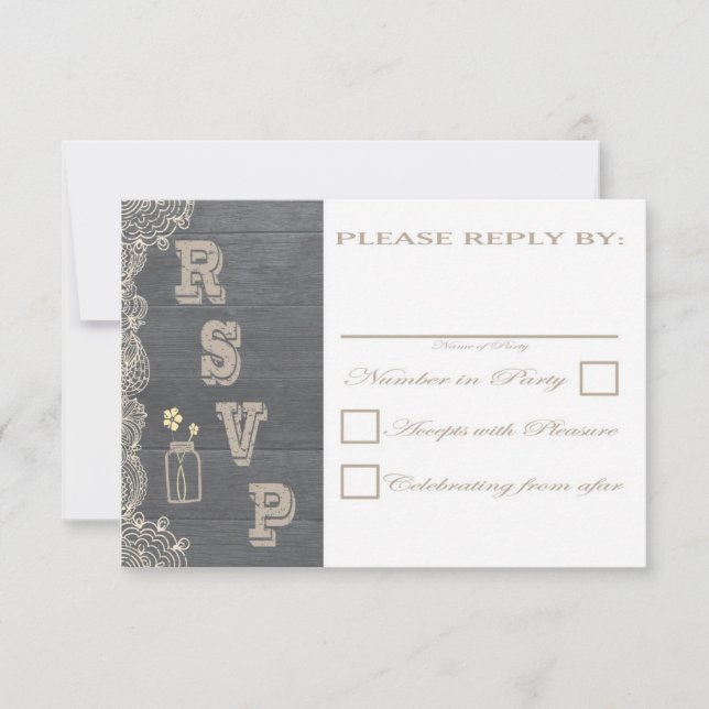 Rustic Mason Jar Wedding RSVP-Karten RSVP Karte (Vorderseite)