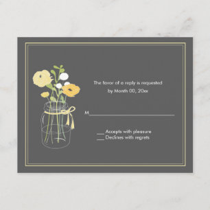 Rustic Mason Jar Wedding RSVP Response Cards Karte
