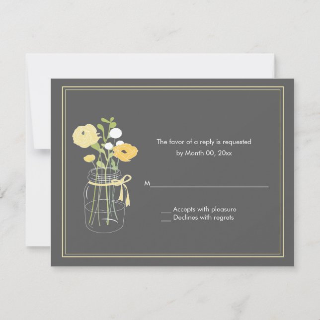 Rustic Mason Jar Wedding RSVP Response Cards Karte (Vorderseite)