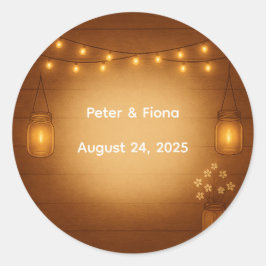 Rustic Mason Jar Wedding Sticker mit String Light