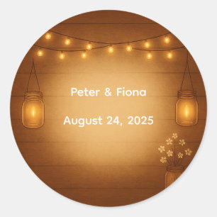 Rustic Mason Jar Wedding Sticker mit String Light