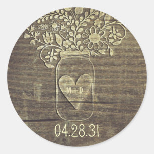 Rustic Mason Jar Wedding Stickers