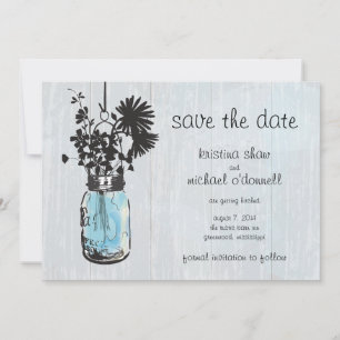 Rustic Mason Jar & Wildblumen Save the Date