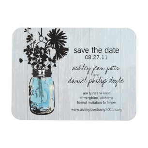 Rustic Mason Jar & Wildblumen Save the Date Magnet