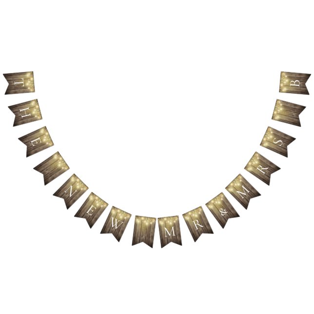 Rustic Mason Jar & Woodgrain Wedding Garden Party Wimpelkette (Alle)