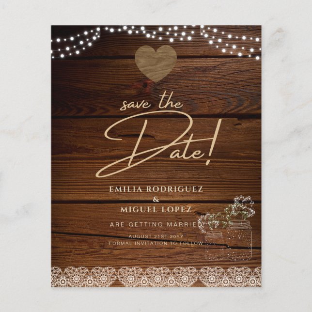 Rustic Mason Jars Lights Lace Gypsophilia WEDDING (Vorderseite)