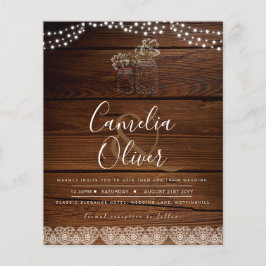 Rustic Mason Jars Lights Lace Gypsophilia WEDDING Flyer