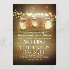 Rustic Mason Jars String Lights Elegante Hochzeit Einladung