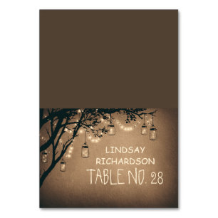 Rustic Mason Jars String Lights Platzkarten Tischnummer