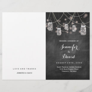 Rustic Mason Jars und Fireflies Hochzeitsprogramme