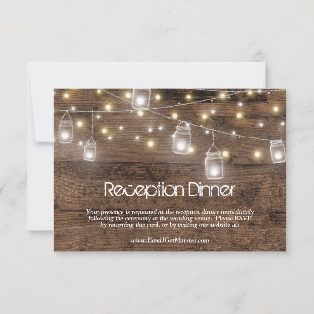 Rustic Mason Lights Empfang Dinner UAWG Entdeckung RSVP Karte (Vorderseite)