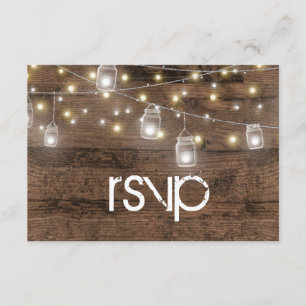 Rustic Mason Lights Empfang Dinner UAWG Entdeckung RSVP Karte