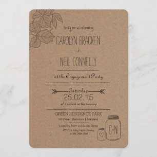 Rustic Masonjar   Blätter   Herzbeteiligungspartei Einladung