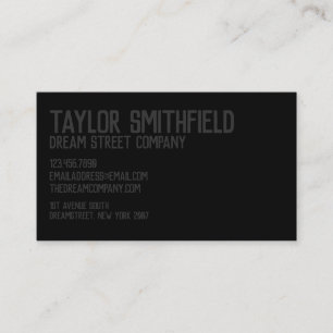 Rustic Matte Black Beruflich Business Card Visitenkarte