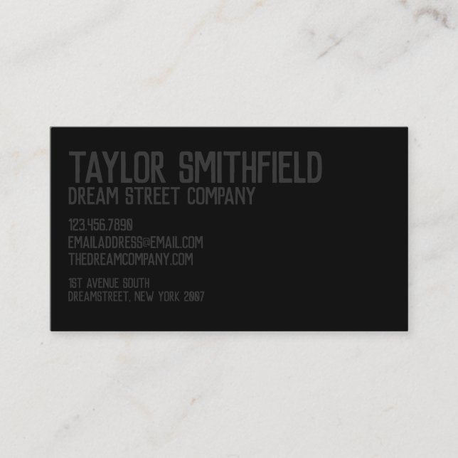 Rustic Matte Black Beruflich Business Card Visitenkarte (Vorderseite)