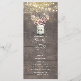 Rustic Mauve Gold Floral Mason Jar Wedding Program Programm