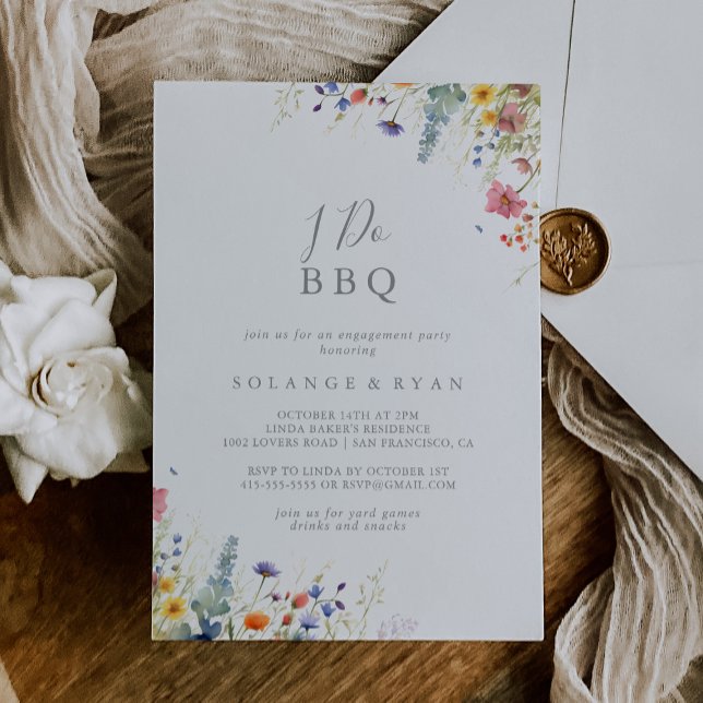 Rustic Meadow Botanical I Do BBQ Engagement Party Einladung (Von Creator hochgeladen)