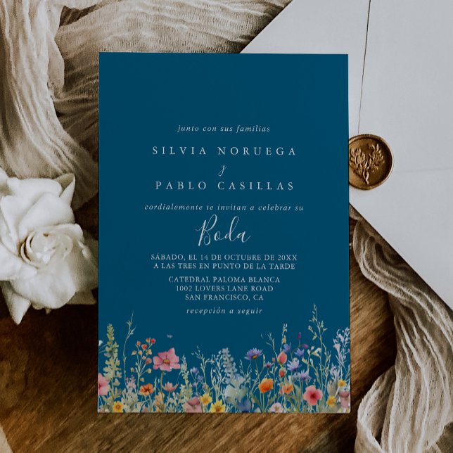 Rustic Meadow Botanical Spanish Wedding Einladung (Von Creator hochgeladen)