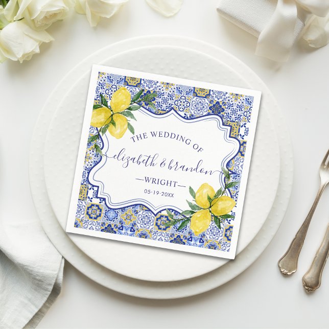 Rustic Mediterranean Tile Wedding with Lemons Serviette (Von Creator hochgeladen)