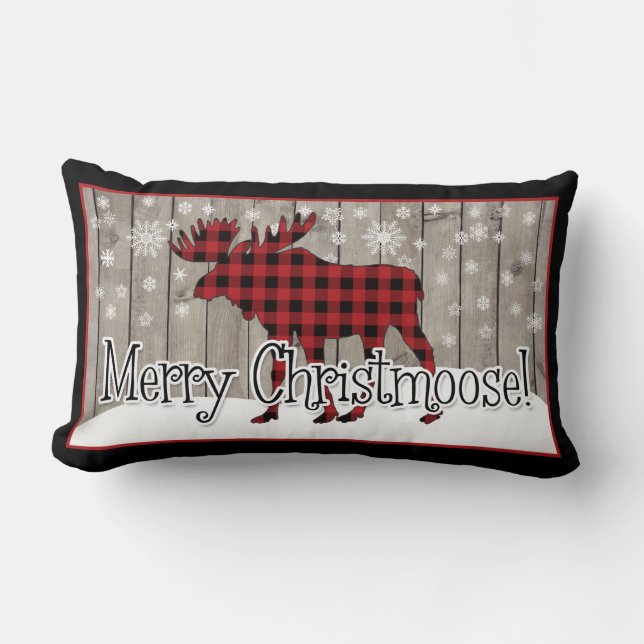 Rustic Merry Christmoose Lumbar Pillow Lendenkissen (Vorderseite)