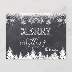 "Rustic Merry Everything Chalkboard Typografie Ankündigungspostkarte