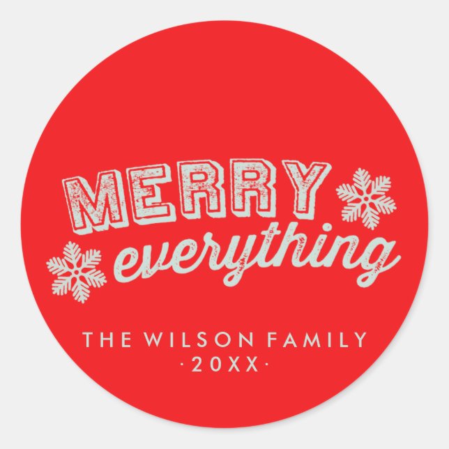 Rustic Merry Everything Christmas Sticker 2 (Vorderseite)