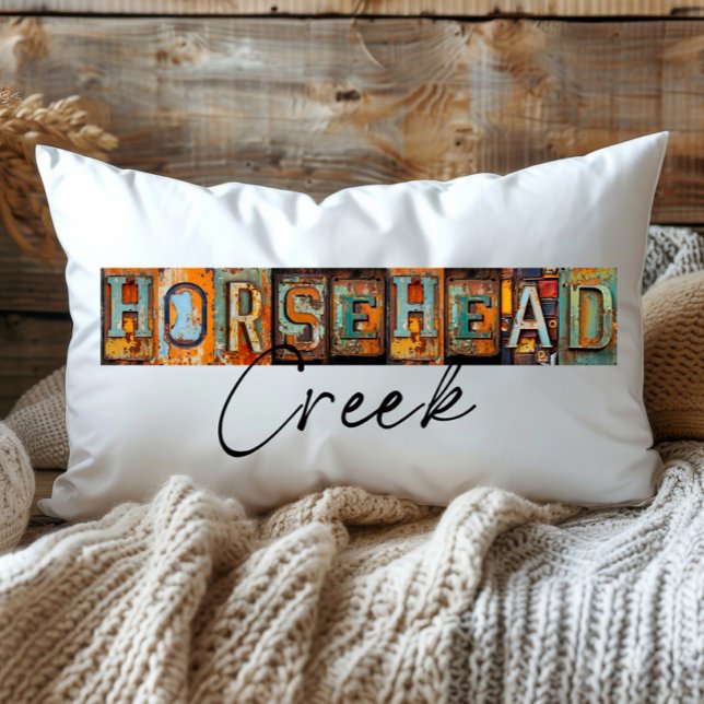 Rustic Metal Horsehead Creek Louisiana Staat Lendenkissen (Von Creator hochgeladen)