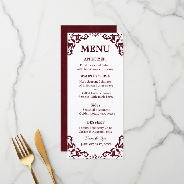 Rustic Mexican Wedding Menu Card Menükarte (Vorderseite/Rückseite Beispiel)